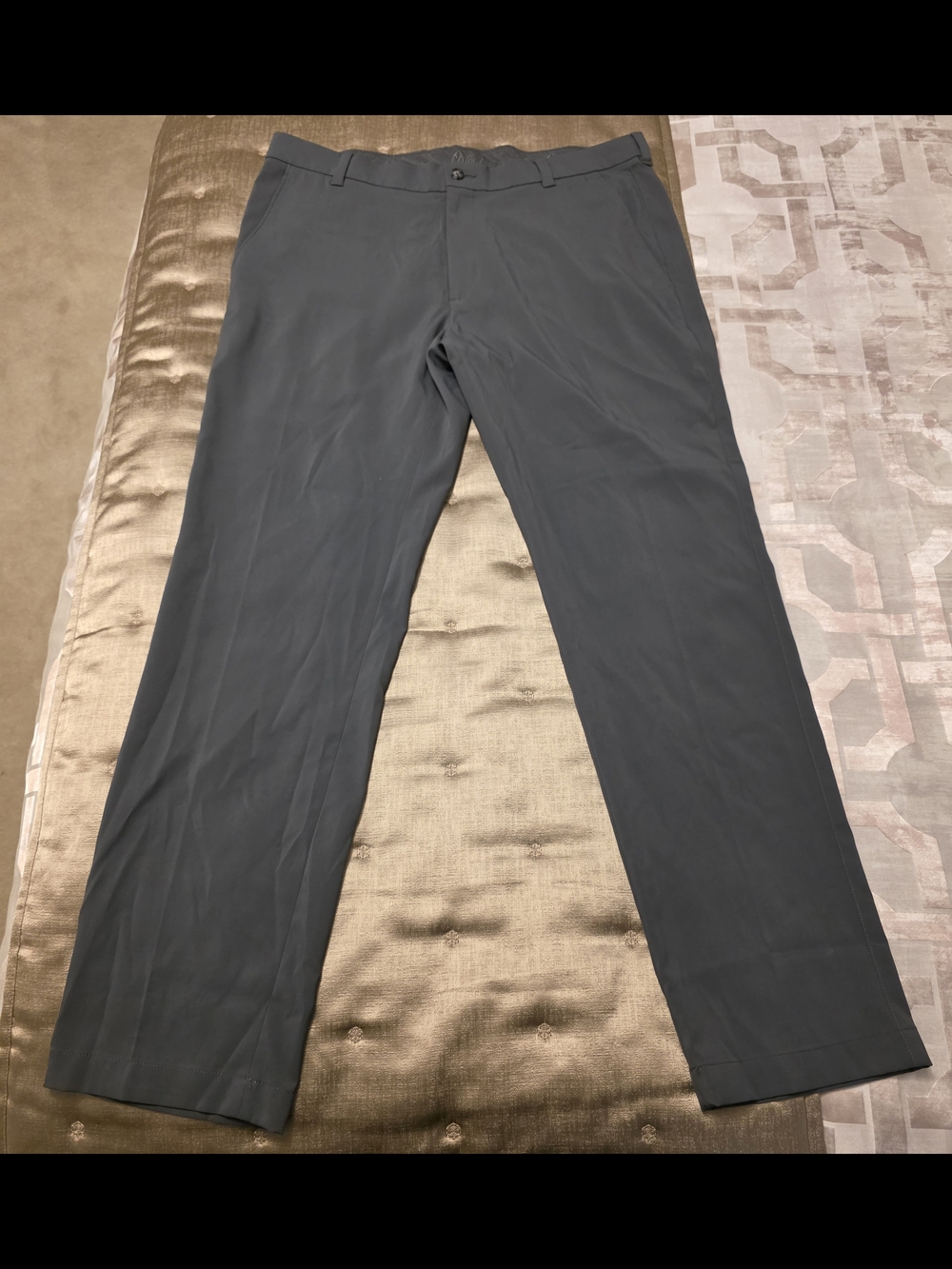 Oxford Men's Gray Dress Pants 36/32 Polyester Spandex Flat Front Straight Leg
